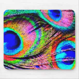 Tapis De Souris l'arc-en-ciel de la plume de paon