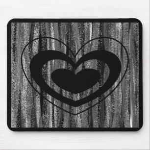 Tapis De Souris Large Black Heart with Gray and Black Background
