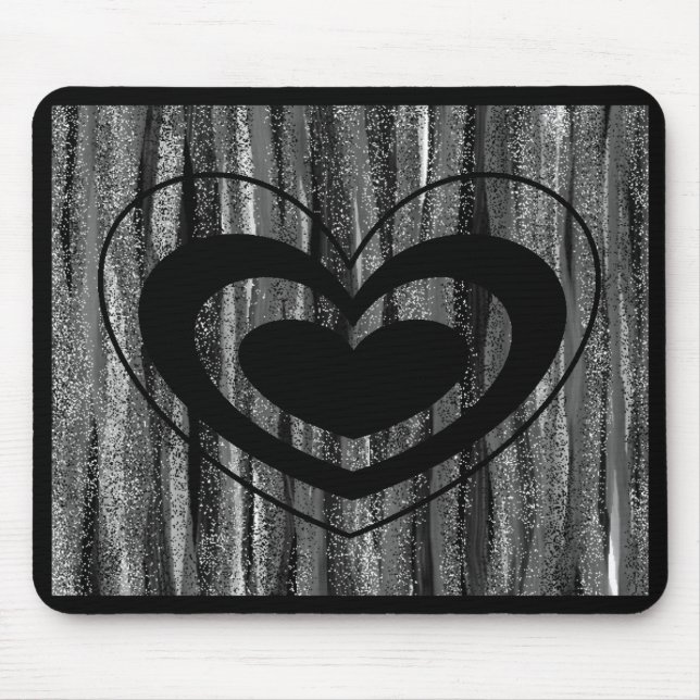 Tapis De Souris Large Black Heart with Gray and Black Background (Devant)
