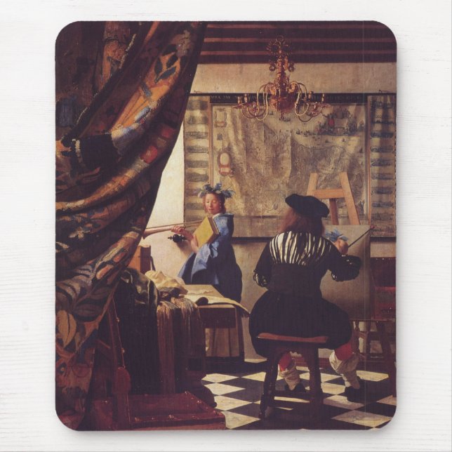 Tapis De Souris L'art de la peinture par Johannes Vermeer (Devant)