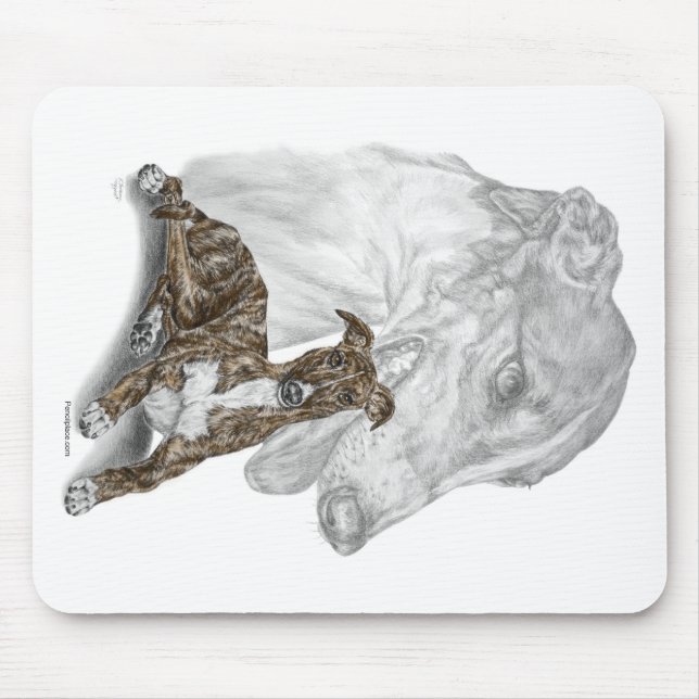Tapis De Souris L'art du Greyhound Brindle (Devant)
