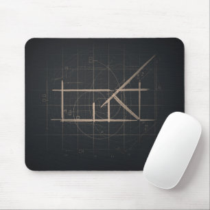 Tapis De Souris L'art en ligne architectural géométrique au charbo