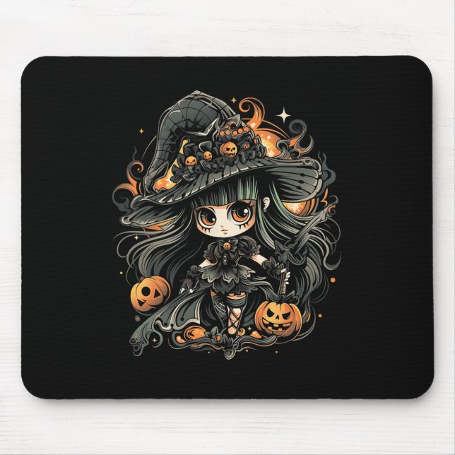 Tapis De Souris L'art féroce de la sorcière d'Halloween (Devant)