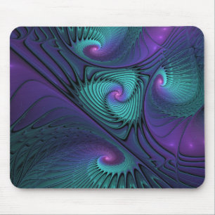 Tapis De Souris L'art fractal abstrait moderne violet rencontre tu