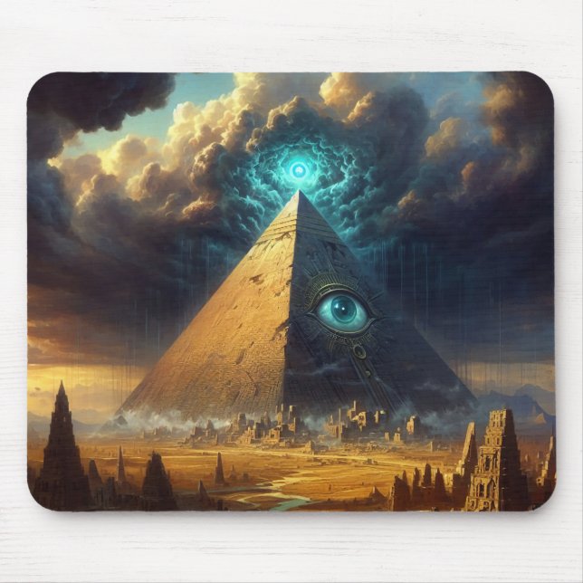 Tapis De Souris L'art pyramidal bleu mystique (Devant)