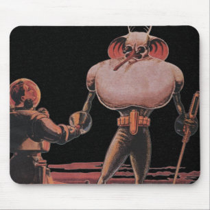 Tapis De Souris L'astronaute de science-fiction vintage Shake Hand