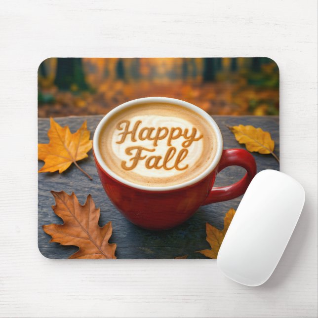Tapis De Souris Latte Happy Fall In Red Mug (Avec souris)
