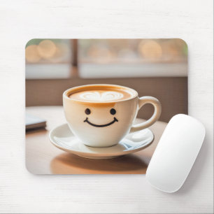 Tapis De Souris Latte Souriante Par Fenêtre Ensoleillée