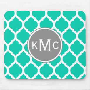 Tapis De Souris Lattice marocain turquoise gris