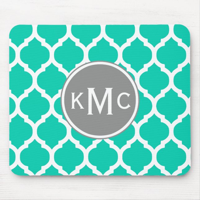 Tapis De Souris Lattice marocain turquoise gris (Devant)
