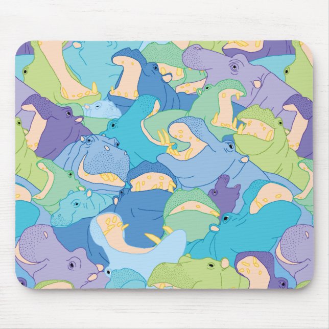 Tapis De Souris Laughing Hippos - cool colours (Devant)
