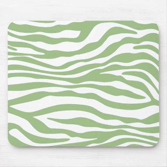Tapis De Souris Laurel Green Zebra Stripes Poster de animal (Devant)