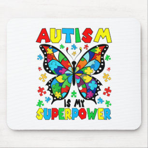Tapis De Souris L'Autisme Papillon Mignonne Est Ma Superpuissance 