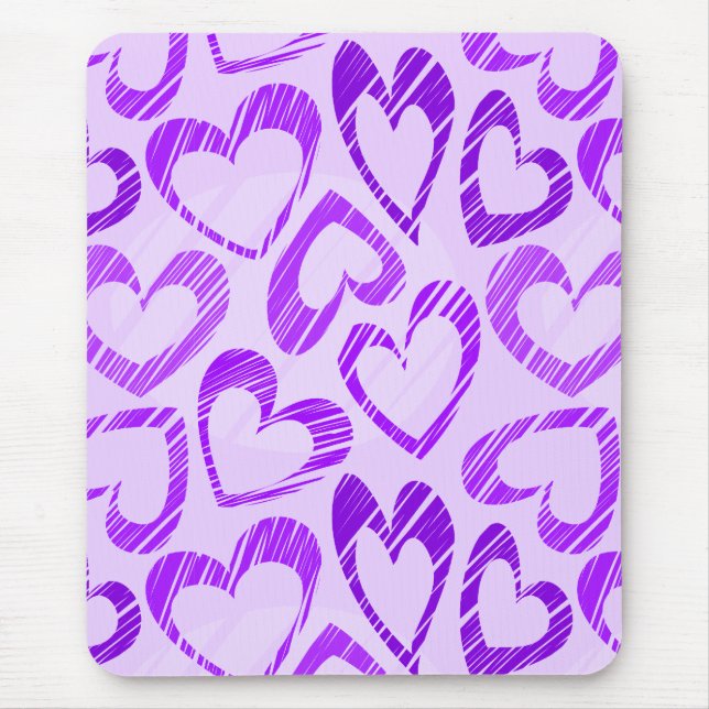 Tapis De Souris Lavande Joueuse mauve croquis Motif de coeur (Devant)