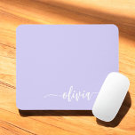 Tapis De Souris Lavande Purple Girl Script Monogramme Nom Moderne<br><div class="desc">Lavande Violet Monogramme Ajoutez Votre Propre Nom Mousepad (Pad Souris). Cela rend le cadeau parfait pour 16 ans,  mariage,  douche nuptiale,  anniversaire,  baby shower ou bachelorette pour quelqu'un qui aime le luxe glam et les styles chic.</div>
