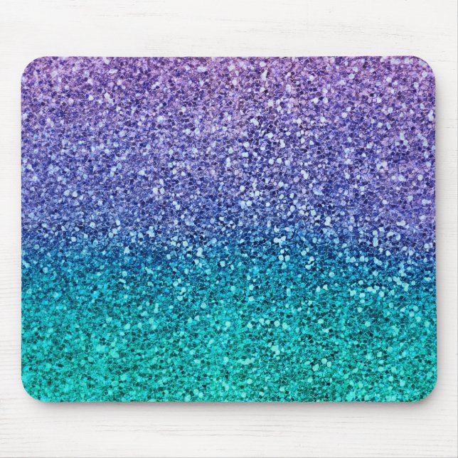 Tapis De Souris Lavande Violet & Aqua Vert Pailleté scintillant (Devant)
