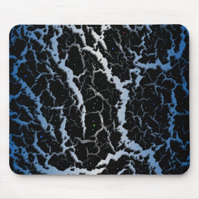 Tapis De Souris Lave de l'espace fissuré - Bleu/Blanc (Devant)
