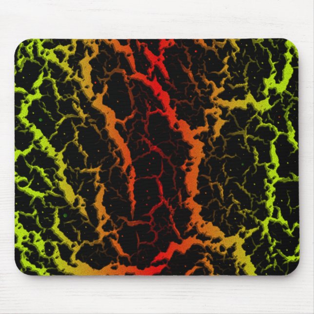 Tapis De Souris Lave de l'espace fissuré - Lime/Rouge (Devant)