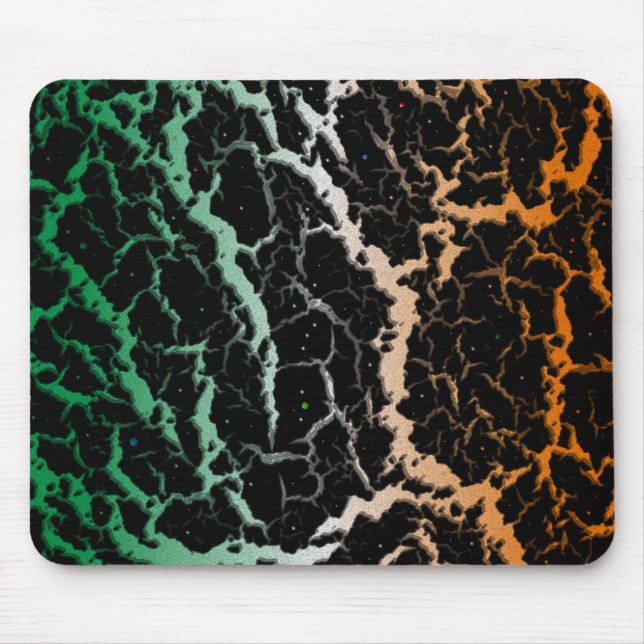 Tapis De Souris Lave de l'espace fissuré - Vert/Blanc/Orange (Devant)