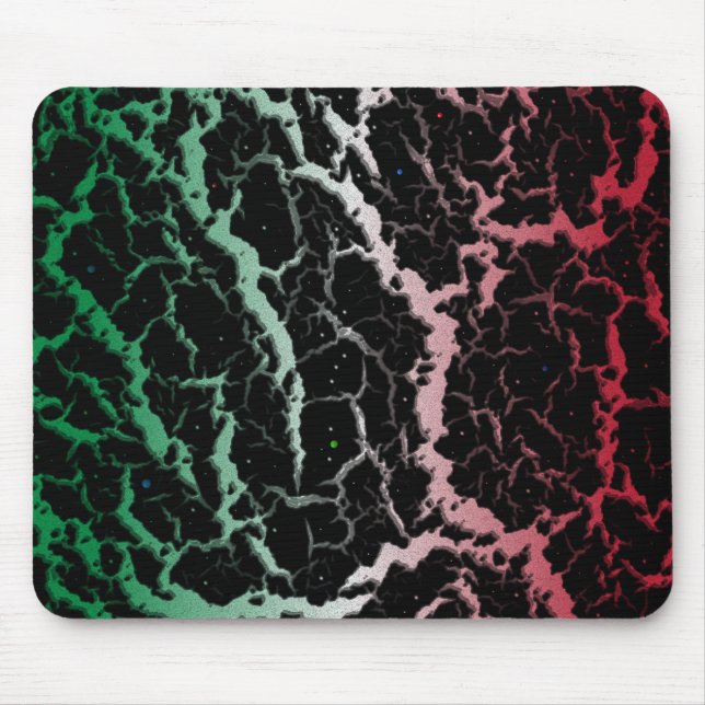 Tapis De Souris Lave de l'espace fissuré - Vert/Blanc/Rouge (Devant)
