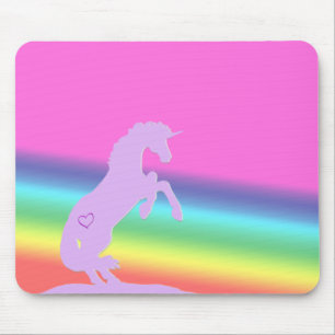 Tapis De Souris Lavender Unicorn Silhouette (arrière - plan arc-en