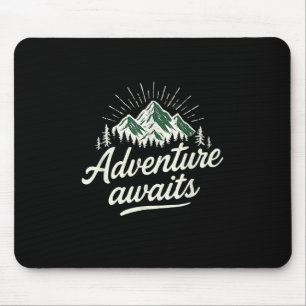 Tapis De Souris L'aventure Attend Montagne Nature Vintage Randonné