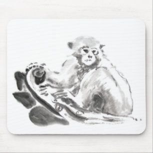 Tapis De Souris Laver Peinture de singe Année Zodiac Mousepad