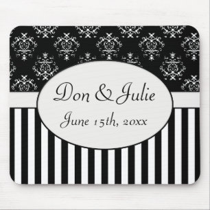 Tapis De Souris Le baroque rayé noir et blanc