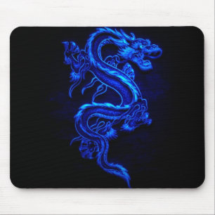Tapis De Souris le bleu-dragon-noir-feu