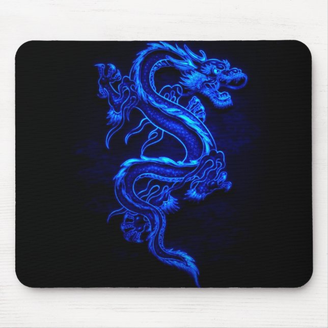 Tapis De Souris le bleu-dragon-noir-feu (Devant)