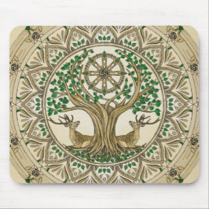 Tapis De Souris Le Bodhi arbre Dharma Wheel