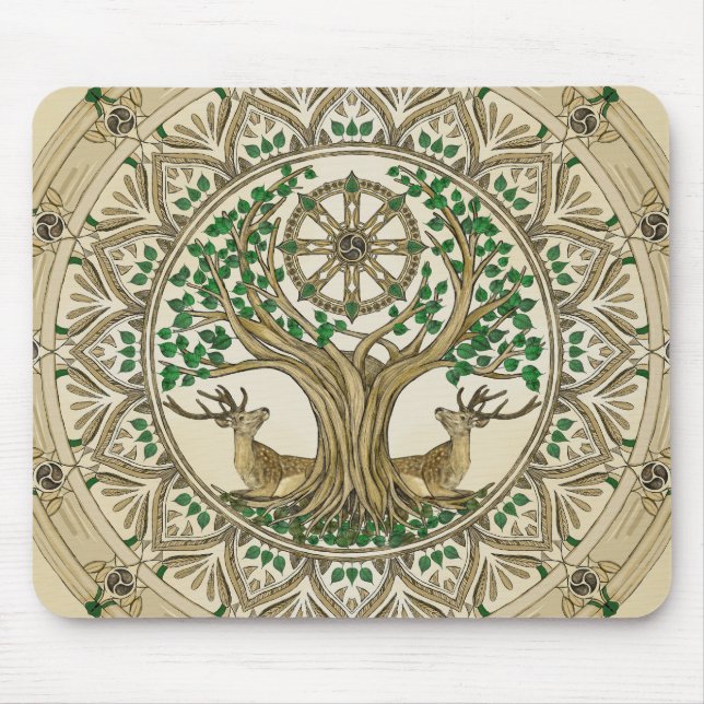 Tapis De Souris Le Bodhi arbre Dharma Wheel (Devant)