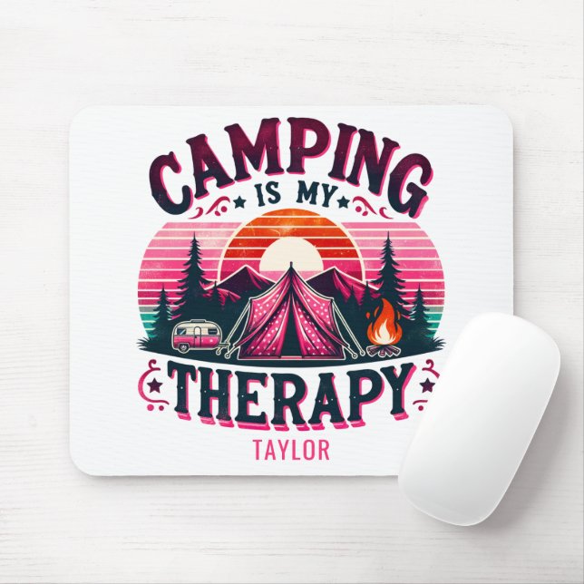 Tapis De Souris Le camping est ma thérapie (Avec souris)