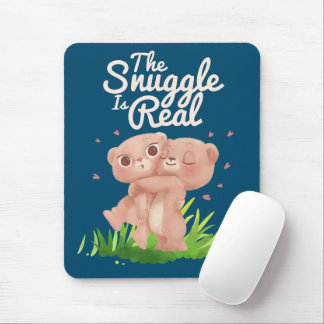 Tapis De Souris Le casse-croûte est de vrais mignons câlins d'ours