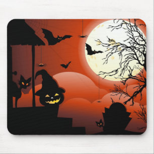 Tapis De Souris Le cauchemar de la lune sanglante d'Halloween
