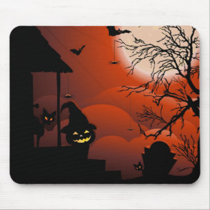 Tapis De Souris Le cauchemar de la lune sanglante d'Halloween