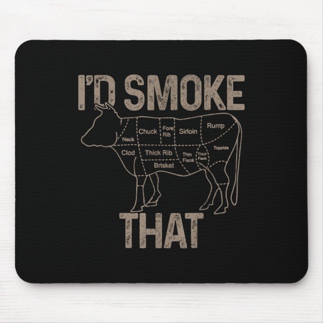 Tapis De Souris Le Chef Boucher Cook Bbq Id Fumer Que Vache Boeuf  (Devant)