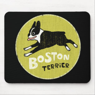 Tapis De Souris Le chien caricatural de Boston  Chien énergique