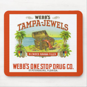 Tapis De Souris Le cigare vintage Tampa graphique Jewels Mousepad