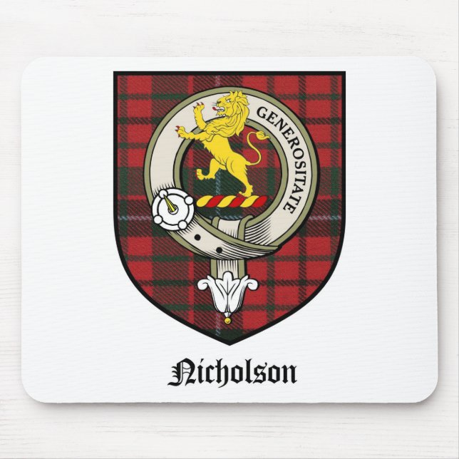 Tapis De Souris Le clan de Nicholson Crest le tartan d'insigne (Devant)