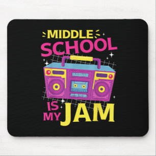 Tapis De Souris Le collège est ma jambe Retro 80s Boombox 1er jour