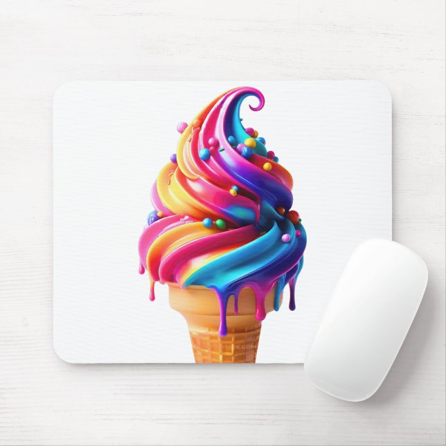 Tapis De Souris Le cône de glace classique vibrant de SlipperyJoe' (Avec souris)