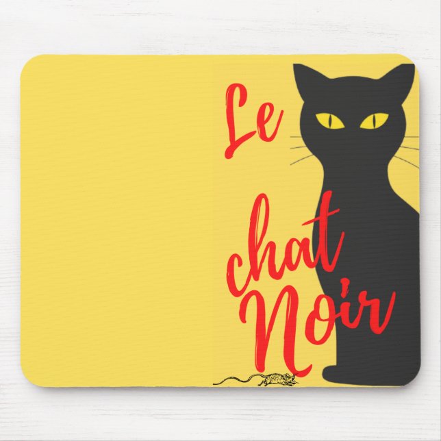 Tapis De Souris Le Conversation Noir moderne rouge et jaune (Devant)