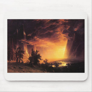 Tapis De Souris Le coucher de soleil d'Albert Bierstadt dans la va