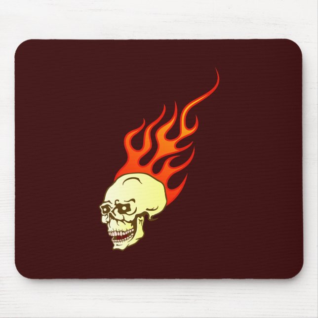 Tapis De Souris Le crâne de la mort Les flammes flammes flambent (Devant)