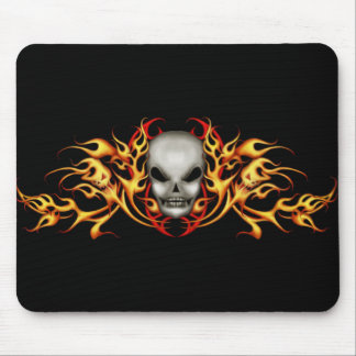 Tapis De Souris Le crâne flambe Mousepad - dos de noir