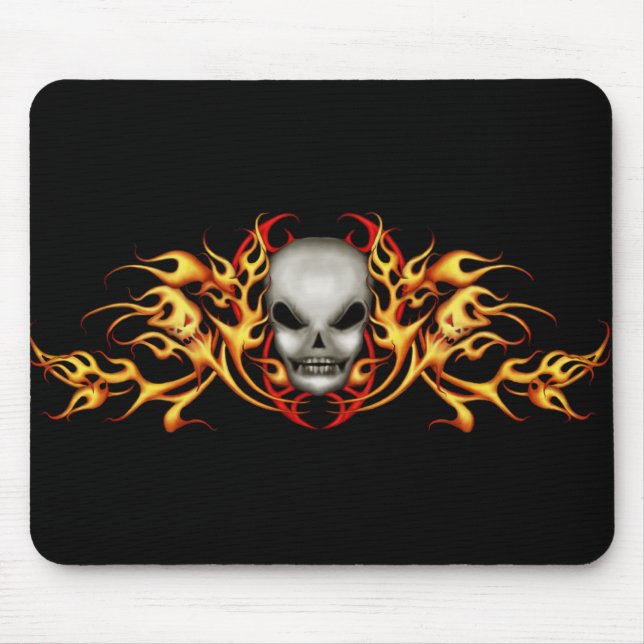 Tapis De Souris Le crâne flambe   Mousepad - dos de noir (Devant)