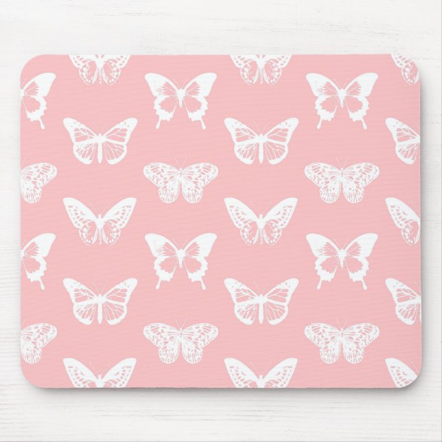 Tapis De Souris Le croquis de papillon, écossent le rose et le (Devant)