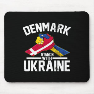 Tapis De Souris Le Danemark soutient l'Ukraine Drapeau ukrainien d