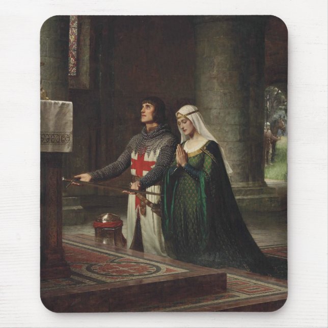 Tapis De Souris Le Dédicace (Chevalier médiéval et sa Dame) (Devant)